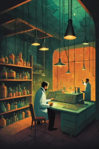sci fiction illustration,chemical laboratory,apothecary,laboratory,chemist,pharmacy,watchmaker,lab,laboratory information,game illustration,candlemaker,book illustration,in the pharmaceutical,formula lab,the coffee shop,cheese factory,watercolor shops,soap shop,watercolor tea shop,kitchen shop,Conceptual Art,Daily,Daily 20