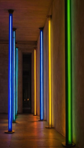 ambient lights,colored lights,hallway,light posts,light art,futuristic art museum,light graffiti,light space,luminous garland,lighting system,fluorescent lamp,autostadt wolfsburg,hallway space,lightpainting,pillars,light paint,light painting,colorful light,corridor,light trail,Photography,Artistic Photography,Artistic Photography 09