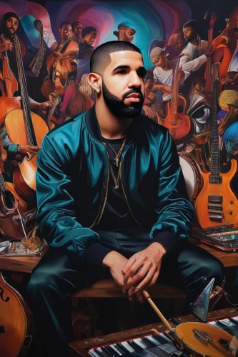 drake,music background,violins,spotify icon,mariachi,musical background,music artist,instrumental,musicplayer,composer,musically,string instruments,album cover,crab violinist,music world,violinist violinist,oil painting on canvas,music border,orchestral,music,Conceptual Art,Daily,Daily 15