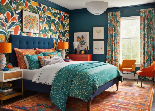 teal and orange,moroccan pattern,guest room,guestroom,ornate room,great room,children's bedroom,contemporary decor,color combinations,boho art,vibrant color,bedroom,flower wall en,boho,modern decor,patterned wood decoration,wade rooms,colorful floral,boy's room picture,mid century modern,Illustration,Vector,Vector 12