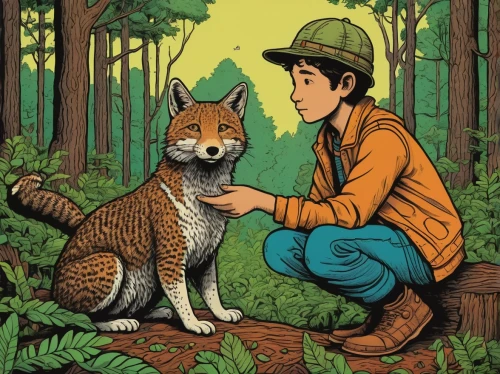 forest workers,shirakami-sanchi,boy and dog,forest animal,forest man,farmer in the woods,a collection of short stories for children,forest animals,book illustration,human and animal,child fox,studio ghibli,mowgli,sakana,woodsman,hand-drawn illustration,little fox,cover,nikko,game illustration,Illustration,Vector,Vector 15