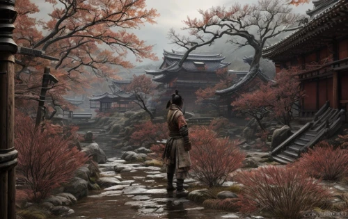 tsukemono,kyoto,kiyomizu,goki,mulan,samurai,inari,japanese shrine,chinese temple,koyasan,ryokan,japanese sakura background,geisha,japan landscape,hwachae,monk,the wanderer,zen,sakura background,yi sun sin,Game Scene Design,Game Scene Design,Japanese Martial Arts