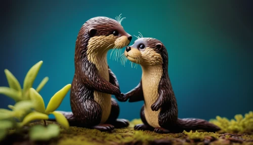 courtship,schleich,ground squirrels,couple in love,whimsical animals,otters,romantic scene,love couple,smooch,anthropomorphized animals,meerkats,pda,forbidden love,first kiss,amorous,chipmunk pokes,beautiful couple,kissing frog,cute animals,chinese tree chipmunks,Unique,3D,Toy