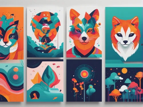 foxes,animal icons,fox stacked animals,animal shapes,forest animals,color dogs,animal stickers,prints,woodland animals,fairy tale icons,whimsical animals,abstract shapes,animal faces,wolves,shapes,fauna,folders,woodblock prints,fruit icons,paper scraps,Conceptual Art,Fantasy,Fantasy 09