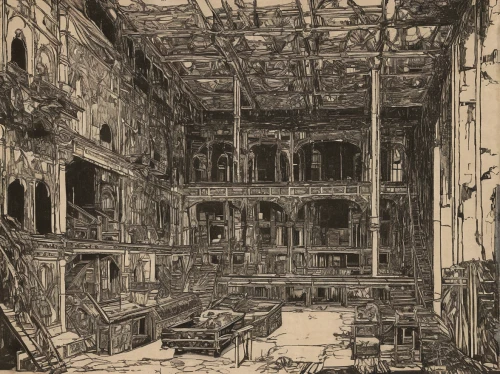 the interior of the,empty interior,renovation,demolition work,destroyed area,royal interior,the interior,fire damage,building construction,building work,interior view,the ruins of the palace,construction work,inside courtyard,building site,demolition,interiors,july 1888,demolition map,luxury decay,Illustration,Black and White,Black and White 28