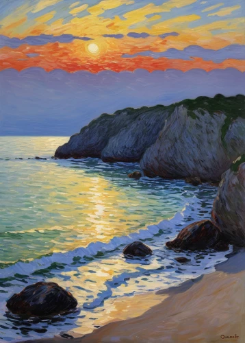 beach landscape,coastal landscape,coast sunset,sunrise beach,seascape,sunset beach,sea landscape,carol colman,mountain beach,landscape with sea,cape cod,cliff beach,fineart,block island,seascapes,martha's vineyard,oil painting,rocky coast,lev lagorio,beach scenery,Art,Artistic Painting,Artistic Painting 04