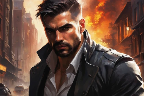 game illustration,daemon,sci fiction illustration,game art,male character,main character,pompadour,fallout4,steam icon,massively multiplayer online role-playing game,portrait background,android game,twitch icon,mercenary,cg artwork,spy visual,action-adventure game,background images,angry man,spy,Conceptual Art,Oil color,Oil Color 03