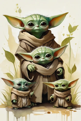 yoda,grass family,cg artwork,olive family,family portrait,rots,starwars,ivy family,three wise men,star wars,troop,arrowroot family,scrolls,wicket,force,the three wise men,jedi,harmonious family,droids,fathers and sons,Illustration,Realistic Fantasy,Realistic Fantasy 16
