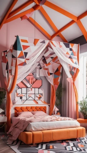 canopy bed,children's bedroom,orange,kids room,carnival tent,sleeping room,geometric style,the little girl's room,great room,knight tent,baby room,bunk bed,ornate room,gypsy tent,interior design,candy corn pattern,bedding,bedroom,roof tent,indian tent,Illustration,Vector,Vector 17