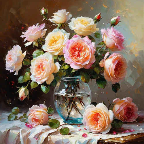 flower painting,bouquet of roses,garden roses,noble roses,esperance roses,blooming roses,landscape rose,rose arrangement,camellias,orange roses,rose bouquet,pink roses,spray roses,peach rose,roses-fruit,oil painting,watercolor roses and basket,colorful roses,still life of spring,old country roses,Conceptual Art,Oil color,Oil Color 06