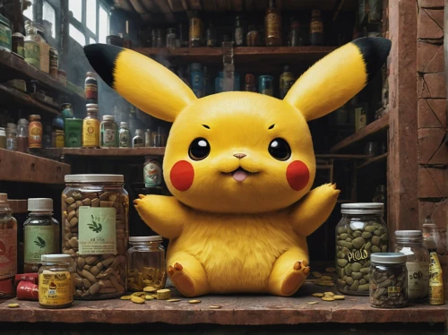 pika,pikachu,pokemon,apothecary,honey jar,herbs and spices,pet supply,candy jars,preserved food,pokémon,candy shop,alternative medicine,pixaba,candy store,collectibles,potions,pokemon go,illicit drug use,jars,spice market,Conceptual Art,Daily,Daily 03