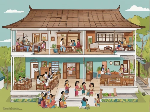 korean folk village,hanok,houses clipart,traditional house,woman house,kindergarten,people's house,izakaya,asian architecture,cool woodblock images,khokhloma painting,traditional village,house painting,family home,village scene,japanese restaurant,wooden houses,coffee tea illustration,japan pattern,angklung,Unique,Design,Infographics