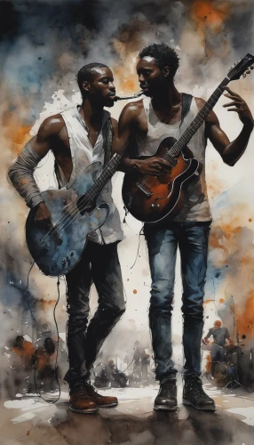 musicians,street musicians,street music,blues and jazz singer,oil painting on canvas,guitar player,street artists,artists,black music note,african art,painted guitar,art painting,emancipation,violinists,street musician,string instruments,oil painting,jazz guitarist,itinerant musician,cavaquinho,Illustration,Abstract Fantasy,Abstract Fantasy 18
