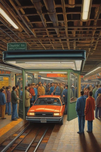 hollywood metro station,passenger cars,edsel pacer,bus garage,underground garage,oldsmobile intrigue,electric train,street car,vanishing point,subway station,subway system,station wagon-station wagon,subway,skytrain,underground car park,retro diner,buick park avenue,saturn s-series,the transportation system,commute,Conceptual Art,Daily,Daily 33