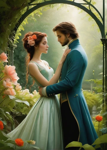 a fairy tale,fairy tale,fairytale,romantic scene,flightless bird,fantasy picture,fairytale characters,fairytales,romantic portrait,children's fairy tale,fairy tales,fairy tale character,love in the mist,secret garden of venus,garden of eden,way of the roses,beautiful couple,cinderella,romance novel,clove garden,Illustration,Realistic Fantasy,Realistic Fantasy 16