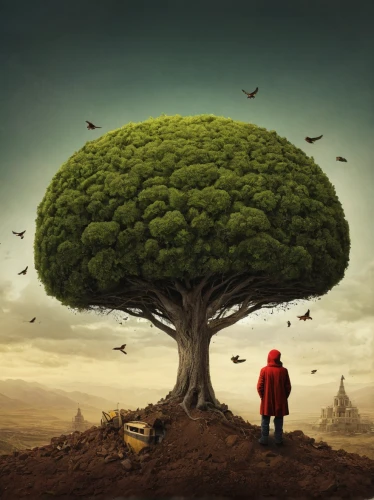 bodhi tree,tree of life,isolated tree,photo manipulation,tree thoughtless,mushroom landscape,photomanipulation,conceptual photography,lone tree,tree mushroom,surrealism,nature and man,the roots of trees,people in nature,world digital painting,magic tree,surrealistic,mother earth,flourishing tree,girl with tree,Photography,Documentary Photography,Documentary Photography 32