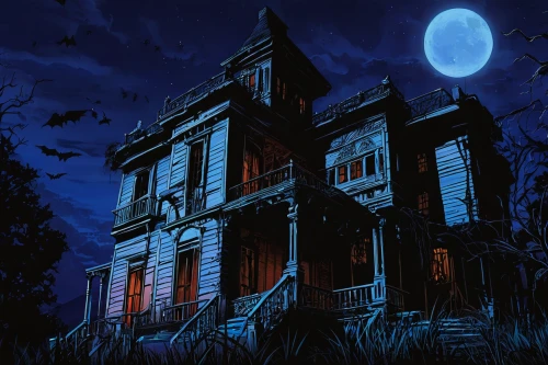 the haunted house,haunted house,witch house,witch's house,halloween background,haunted castle,ghost castle,halloween poster,halloween and horror,halloween illustration,halloween wallpaper,haunted,halloween scene,creepy house,haunted cathedral,the house,haunt,victorian house,devilwood,halloween night,Illustration,American Style,American Style 08