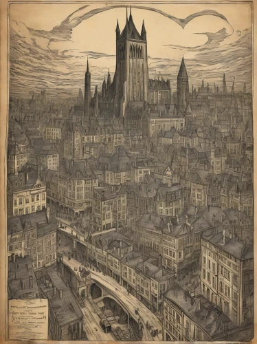 city of münster,delft,muenster,destroyed city,de ville,new-ulm,gothic architecture,metz,hogwarts,hamelin,townscape,reims,cologne panorama,city cities,medieval town,aachen,cologne,cool woodblock images,ulm minster,bremen,Illustration,Black and White,Black and White 23