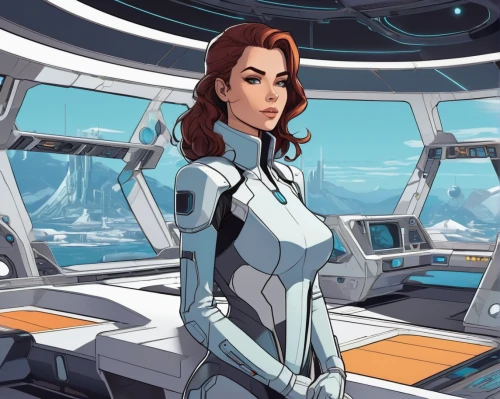 sci fiction illustration,symetra,cg artwork,space-suit,marina,spacesuit,ship doctor,shepard,sci fi,nova,scifi,game illustration,aquanaut,dock landing ship,andromeda,captain,vector girl,sci-fi,sci - fi,space suit,Illustration,Japanese style,Japanese Style 07