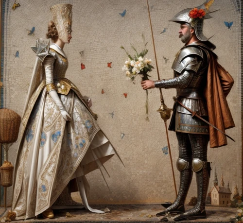 accolade,joan of arc,fleur-de-lys,épée,dispute,courtship,floral greeting,young couple,the order of the fields,man and wife,flower delivery,knight festival,the carnival of venice,knight tent,romantic portrait,carpaccio,wedding couple,falconer,way of the roses,st martin's day,Common,Common,Commercial