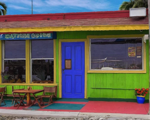 beach restaurant,ice cream shop,rosa cantina,beach bar,beach hut,cabana,food hut,bahian cuisine,caye,curacao,watercolor cafe,popeye village,soda shop,puerto rican cuisine,a restaurant,bonaire,costa rican cuisine,ice cream stand,store front,storefront,Illustration,Japanese style,Japanese Style 13