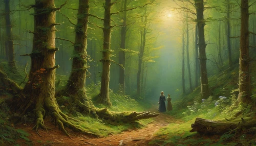 forest path,forest landscape,elven forest,the mystical path,forest background,forest of dreams,holy forest,green forest,forest walk,the forest,enchanted forest,forest road,fantasy picture,fairy forest,forest,hollow way,in the forest,coniferous forest,forest glade,deciduous forest,Art,Classical Oil Painting,Classical Oil Painting 13