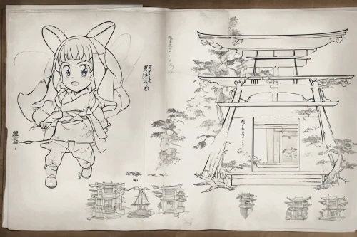 torii,japanese shrine,pencil frame,illustrations,tsukemono,kitsune,shinto shrine,japanese background,game drawing,japanese icons,wisteria shelf,shrine,japanese culture,hand-drawn illustration,senbon torii,to draw,japanese kawaii,japanese lantern,camera drawing,drawings,Unique,Design,Blueprint