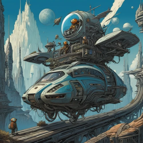 sci fiction illustration,futuristic landscape,sci-fi,sci - fi,scifi,sci fi,moon car,science fiction,transportation,traveller,science-fiction,moon vehicle,transport,space ship,space ships,fleet and transportation,airships,futuristic car,train of thought,sky train,Illustration,Black and White,Black and White 01