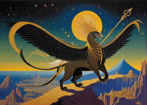 gryphon,pterosaur,altiplano,pegasus,horus,sphinx pinastri,basilisk,the zodiac sign pisces,gonepteryx cleopatra,golden dragon,capricorn,sphinx,kokopelli,griffin,golden unicorn,ganymede,firebird,zodiac sign libra,quetzal,eagle illustration,Illustration,Retro,Retro 26