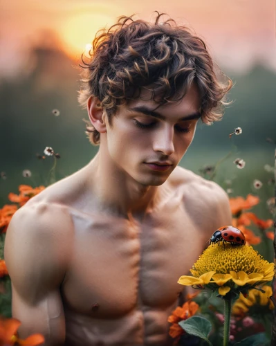 nature and man,cupido (butterfly),pollination,pollinator,photo manipulation,gardener,pollinating,photoshop manipulation,pollinate,photomanipulation,narcissus,bee,flower nectar,fantasy picture,the garden marigold,wild bee,garden of eden,ladybug,narcissus of the poets,conceptual photography,Photography,Documentary Photography,Documentary Photography 30