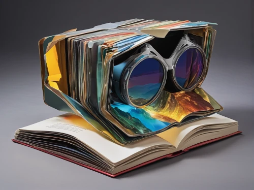 book glasses,spiral book,art book,buckled book,magic book,glasswares,book pages,3d object,scrape book,colorful glass,magnifying lens,glass painting,reading glasses,book gift,refractive,library book,crystal glasses,3d,stack book binder,book bindings,Unique,3D,Modern Sculpture