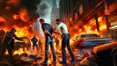 city in flames,apocalyptic,riot,the conflagration,game illustration,fire background,game art,black city,sci fiction illustration,cd cover,first responders,fire disaster,capital cities,free fire,burnout fire,the end of the world,apocalypse,pedestrians,background image,citizens