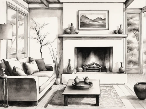 sitting room,fireplace,livingroom,living room,fireplaces,charcoal drawing,fire place,home interior,pencil drawings,family room,graphite,christmas fireplace,modern living room,charcoal nest,mid century modern,interiors,interior decor,vintage drawing,contemporary decor,luxury home interior,Illustration,Paper based,Paper Based 30