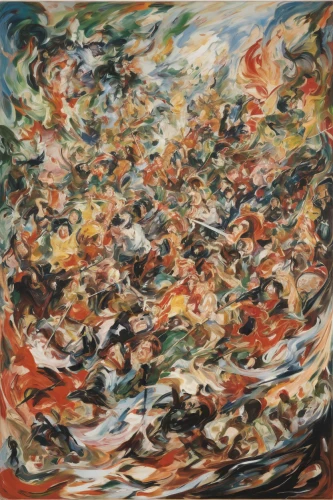 whirlwind,turmoil,the conflagration,migration,pentecost,zao,inferno,conflagration,exploding,explosion,bird migration,abstract painting,turbulence,whirling,chaos,post impressionist,eruption,flock of birds,maelstrom,khokhloma painting,Conceptual Art,Oil color,Oil Color 18
