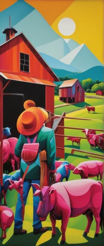 farm animals,oxen,livestock farming,farm workers,farmyard,farm landscape,agriculture,piglet barn,livestock,stock farming,farmworker,farm background,the farm,farmstead,farmers,cattle show,farm yard,farmer's market,barnyard,agricultural,Art,Artistic Painting,Artistic Painting 34