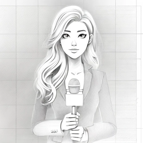 newscaster,tv reporter,newsreader,fashion vector,journalist,vector illustration,camera illustration,comic halftone woman,television presenter,illustrator,student with mic,blog speech bubble,girl with speech bubble,sports commentator,speech icon,vector image,vector graphic,businesswoman,portrait background,announcer,Design Sketch,Design Sketch,Character Sketch