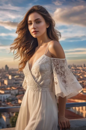 girl in a long dress,romantic portrait,girl in white dress,celtic woman,bridal clothing,paris balcony,romantic look,wedding dresses,young model istanbul,white winter dress,white dress,wedding dress,bridal dress,white clothing,white silk,portrait photography,paris,girl in a historic way,portrait photographers,wedding gown,Photography,General,Natural