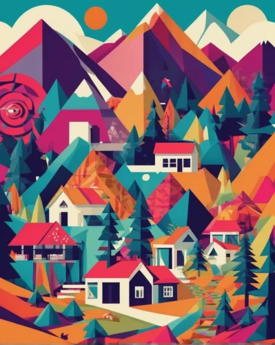 mountain huts,airbnb icon,airbnb logo,alpine village,mountain village,vail,mountain scene,house in mountains,mountains,home landscape,houses clipart,autumn mountains,the cabin in the mountains,mountain settlement,ushuaia,house in the mountains,telluride,colorado,montana,aspen,Illustration,Vector,Vector 17