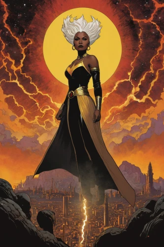 goddess of justice,rosa ' amber cover,tiana,star mother,queen of the night,thundercat,power icon,black woman,evil woman,black women,pillar of fire,tassili n'ajjer,album cover,captain marvel,queen bee,solar plexus chakra,prophet,storm,kryptarum-the bumble bee,voodoo woman,Conceptual Art,Sci-Fi,Sci-Fi 17