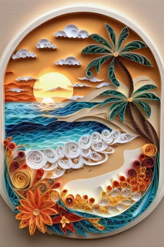 decorative plate,glass painting,water lily plate,wooden plate,plate full of sand,watercolor seashells,blue sea shell pattern,sand art,sand clock,decorative fan,ocean paradise,decorative art,beach landscape,luau,wall plate,moana,floral silhouette frame,tropical sea,circle shape frame,aloha,Unique,Paper Cuts,Paper Cuts 09