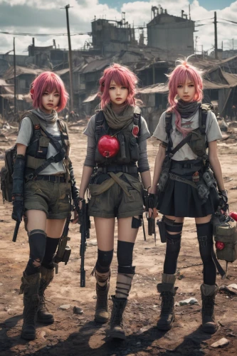 angels of the apocalypse,post apocalyptic,wasteland,gunkanjima,fallout,children of war,post-apocalypse,storm troops,apocalyptic,mad max,patrols,drill squad,sea scouts,fallout4,lost in war,stalingrad,guards of the canyon,cosplay image,soldiers,post-apocalyptic landscape,Illustration,Japanese style,Japanese Style 09