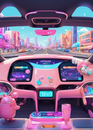 pink car,ufo interior,car dashboard,3d car wallpaper,dashboard,futuristic car,autonomous driving,car interior,driving car,car,in-dash,control car,car hop,technology in car,cartoon car,game car,car radio,aesthetic,drive,3d car model,Illustration,Japanese style,Japanese Style 02