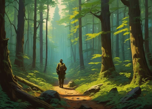 forest walk,forest path,forest man,the forest,forest,forest background,the wanderer,in the forest,the woods,farmer in the woods,digital painting,forests,hiker,world digital painting,the forests,forest landscape,wanderer,the path,forest road,wander,Illustration,Retro,Retro 09