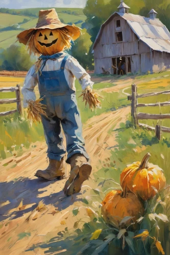 pumpkin patch,pumpkin autumn,autumn pumpkins,scarecrow,halloween illustration,pumpkins,striped pumpkins,calabaza,october,harvest festival,pumkins,scarecrows,pumpkin heads,jack-o'-lanterns,gourds,pumpkin soup,fall landscape,jack o'lantern,jack-o-lanterns,pumkin,Conceptual Art,Oil color,Oil Color 10