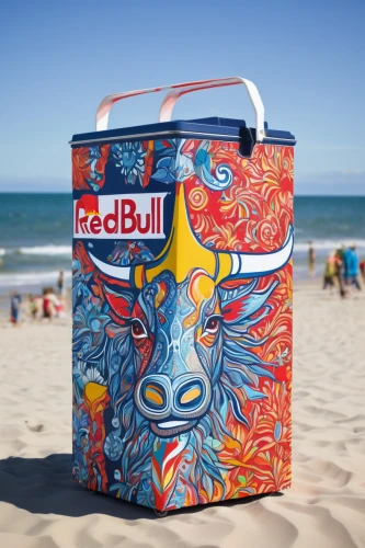 red bull,vodka red bull,savings box,coolers,waste container,shopping box,beach furniture,lunchbox,tribal bull,courier box,newspaper box,beach defence,recycling bin,cowfish,portable toilet,computer case,sand bucket,paint cans,cube sea,tackle box,Illustration,Japanese style,Japanese Style 16