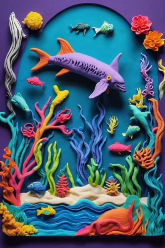 aquarium decor,coral reef,mermaid background,coral reef fish,tropical fish,plasticine,acquarium,aquarium,coral fish,sea-life,aquatic animals,aquarium inhabitants,sea animals,ornamental fish,paper art,sand art,ocean pollution,school of fish,sea life underwater,glass painting,Unique,3D,Clay