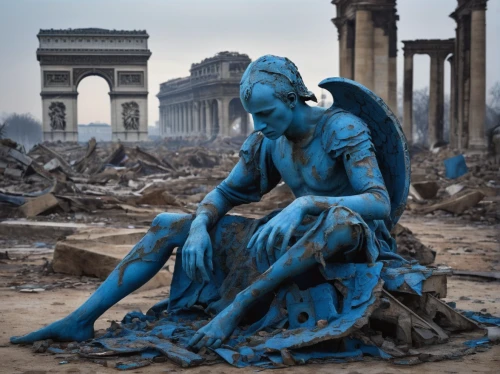 weeping angel,fallen angel,pietà,angels of the apocalypse,extinction rebellion,angel statue,mother earth statue,sorrow,stone angel,versailles,luxury decay,the statue of the angel,blue enchantress,destroy,guardian angel,crying angel,the fallen,destroyed city,angel's tears,post-apocalypse,Photography,General,Natural