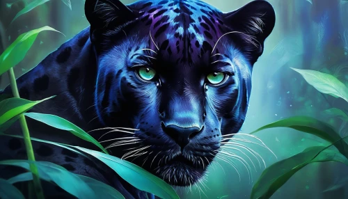 blue tiger,panther,canis panther,jaguar,head of panther,felidae,panthera leo,wild cat,leopard's bane,tiger png,endangered,digital painting,king of the jungle,fantasy portrait,zodiac sign leo,big cat,world digital painting,tiger,cub,a tiger,Conceptual Art,Daily,Daily 32