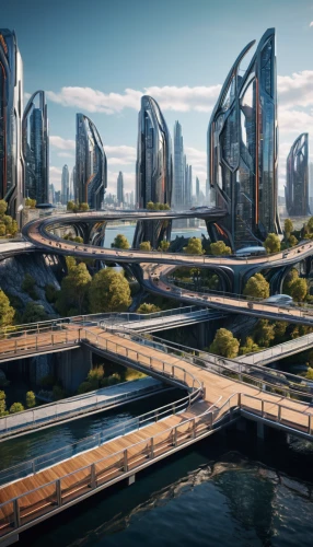 futuristic landscape,futuristic architecture,artificial island,barangaroo,artificial islands,harbour city,dubai marina,futuristic art museum,imperial shores,terraforming,fleet and transportation,urban development,docks,solar cell base,smart city,urban design,district 9,autostadt wolfsburg,urbanization,cargo port,Photography,General,Sci-Fi