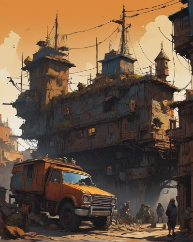 scrapyard,junkyard,slums,junk yard,scrap yard,post apocalyptic,post-apocalyptic landscape,wasteland,salvage yard,scrap car,ancient city,scrap truck,industrial landscape,slum,suburb,ship yard,destroyed city,nomads,rusty cars,rust truck,Conceptual Art,Sci-Fi,Sci-Fi 01